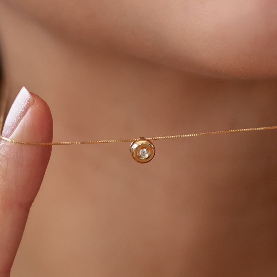 Collar Solitario Diamante 0.020 Qts