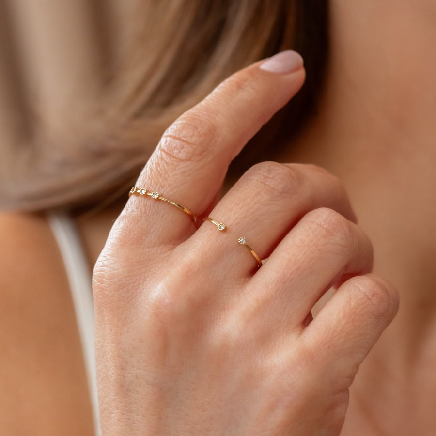 Anillo Mini flores con Diamantes