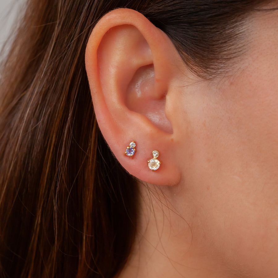 Aretes con Piedra luna y zafiro