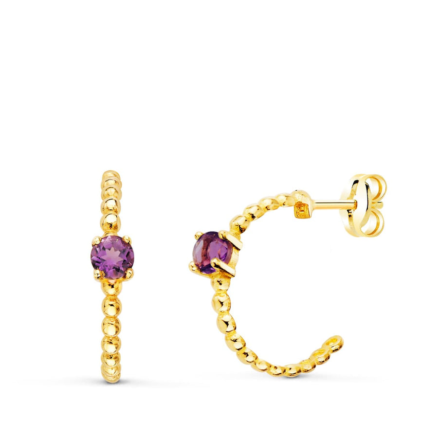 Argollas Bolitas con Amatista