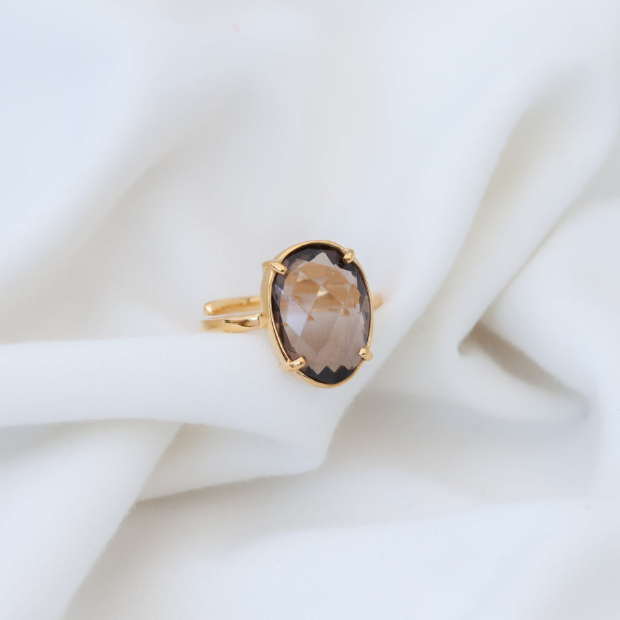 Anillo Artemisa con Cuarzo ahumado gold