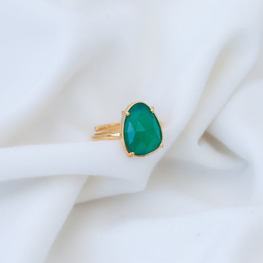 Anillo Artemisa con Ónix verde gold