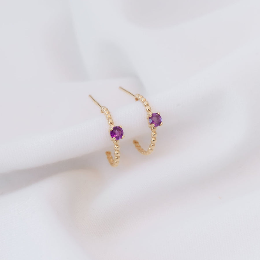 Argollas Bolitas con Amatista