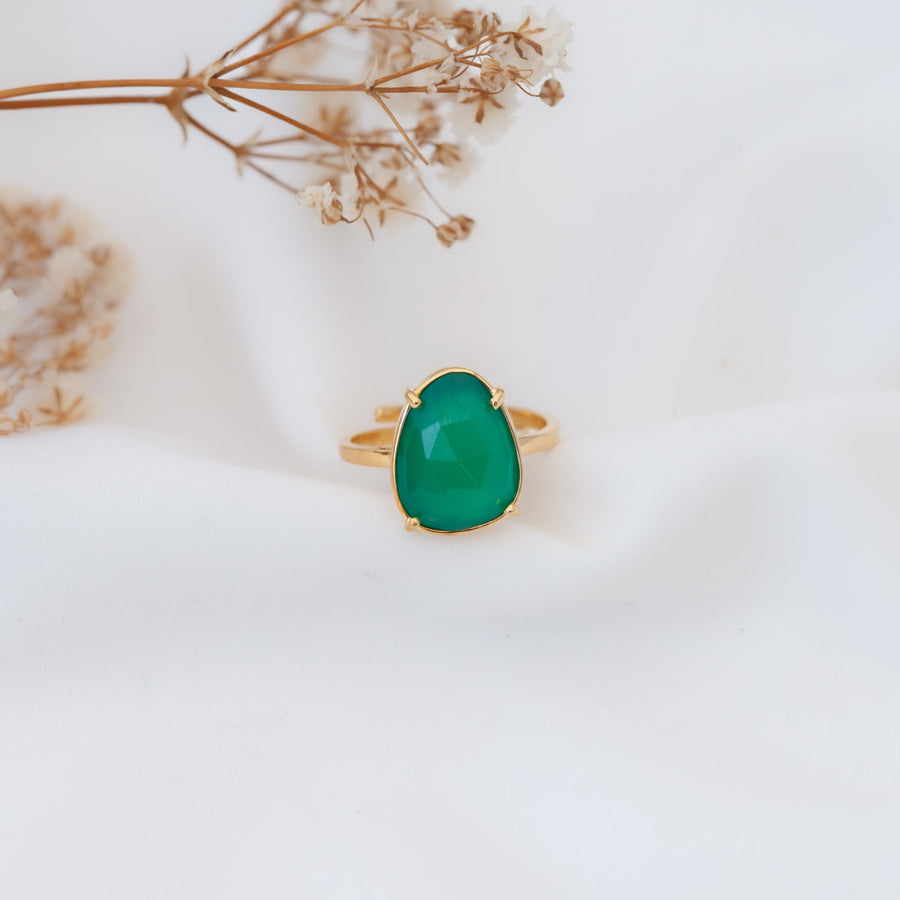 Anillo Artemisa con Ónix verde gold