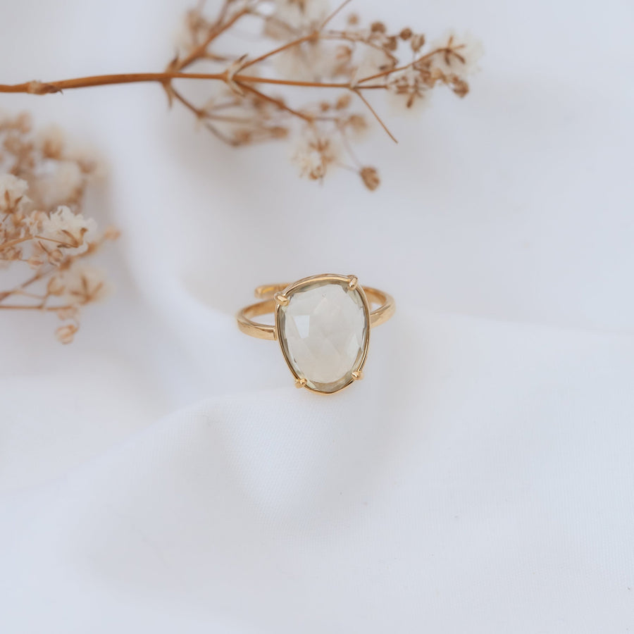 Anillo Artemisa con Cuarzo limón gold