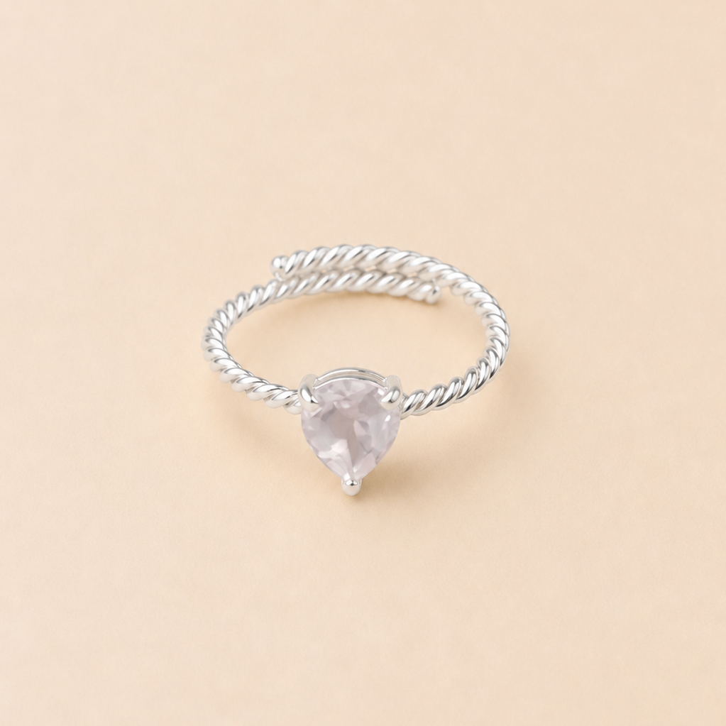 Anillo Letizia Cuarzo rosa silver
