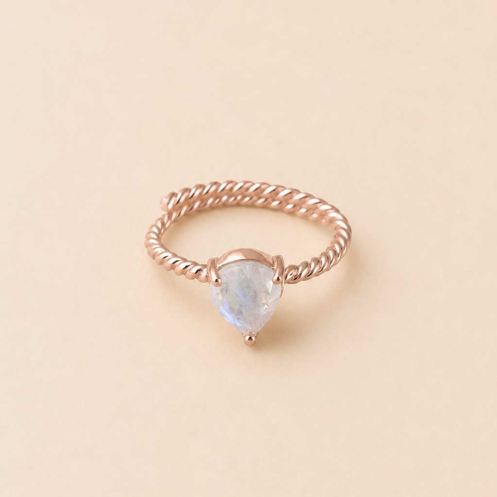 Anillo Letizia Piedra Luna rose gold