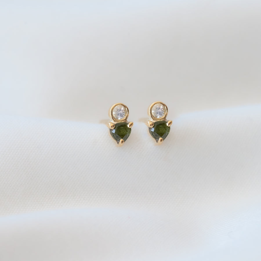 Aretes con Turmalina trilion y Zafiro
