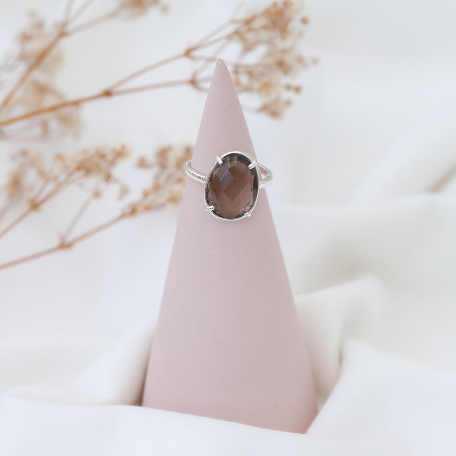 Anillo Artemisa con Cuarzo ahumado silver