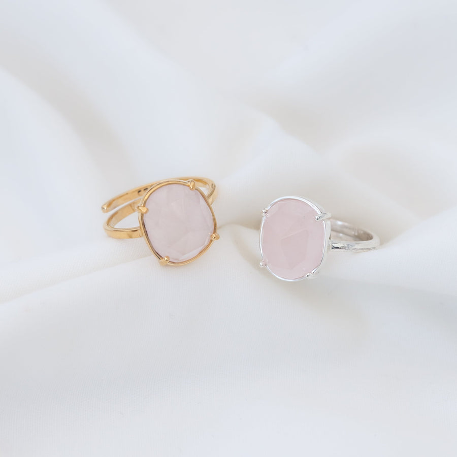 Anillo Artemisa con Cuarzo rosa silver