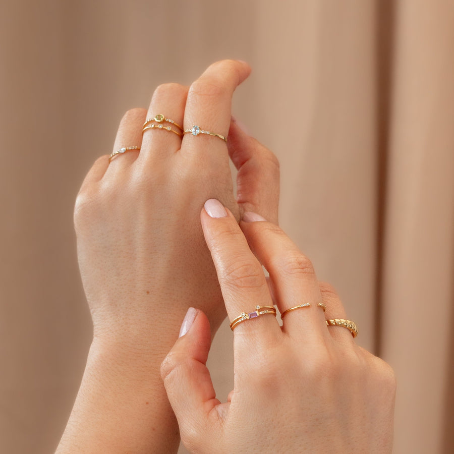 Anillo Marie con Peridoto corte redondo y Diamantes
