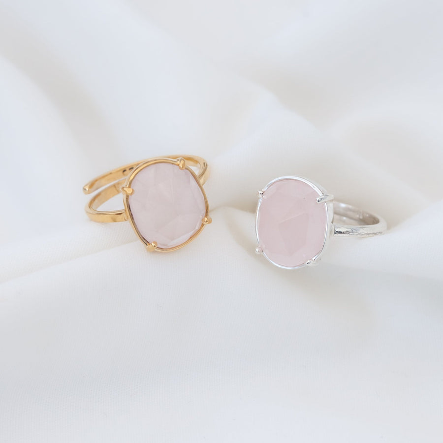 Anillo Artemisa con Cuarzo rosa gold