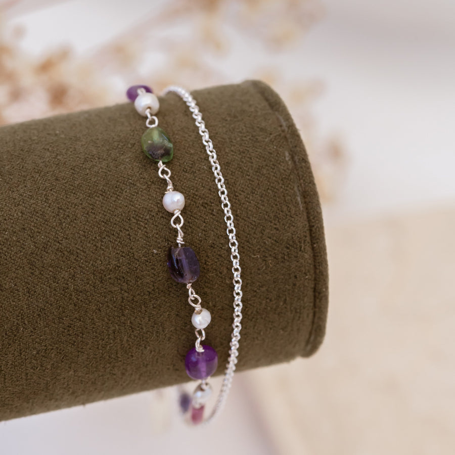 Pulsera Olbia Amatistas y Perlas silver