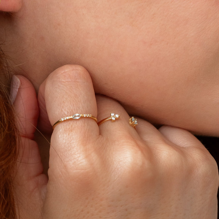 Anillo Marie con Aguamarina marquise y Diamantes