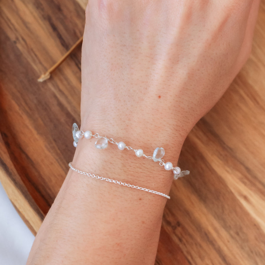 Pulsera Olbia Aguamarina y Perlas silver
