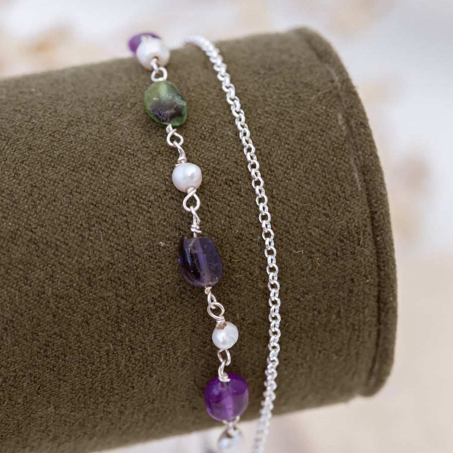 Pulsera Olbia Amatistas y Perlas silver