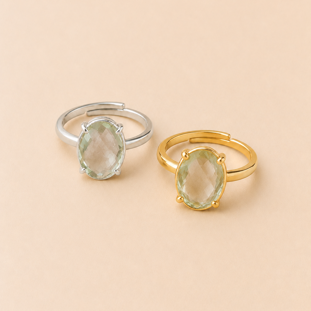 Anillo Artemisa  Prasiolita regulable