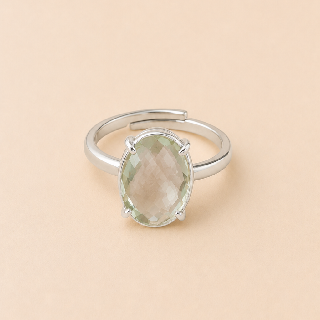 Anillo Artemisa  Prasiolita regulable