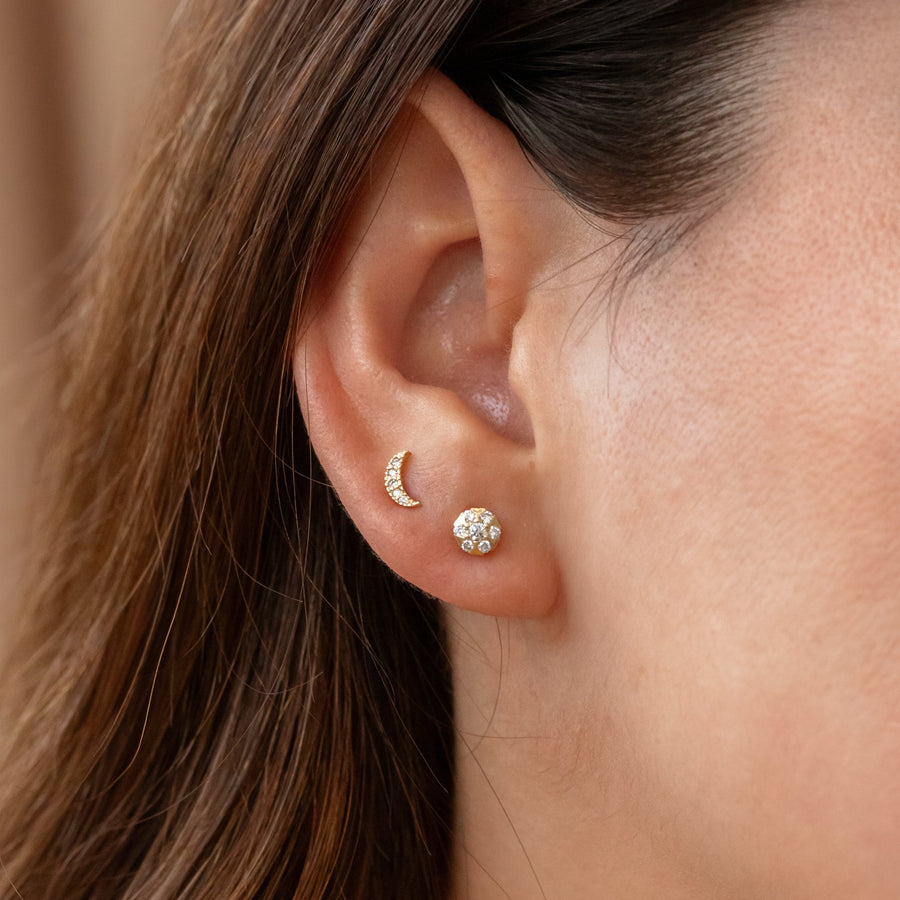 Aretes Flor Chaton 7 Diamantes