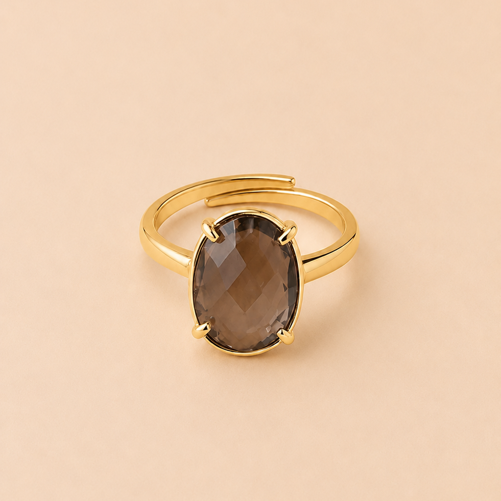 Anillo Artemisa con Cuarzo ahumado silver