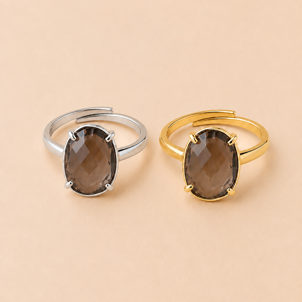 Anillo Artemisa con Cuarzo ahumado silver