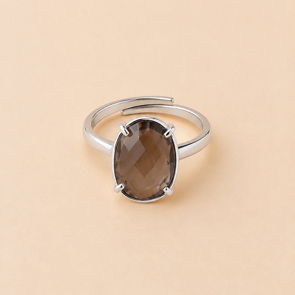 Anillo Artemisa con Cuarzo ahumado silver