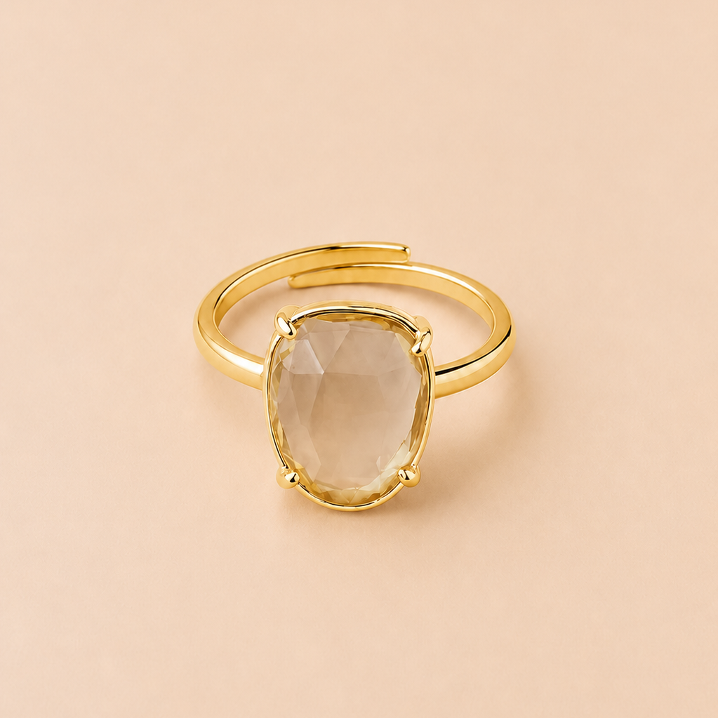Anillo Artemisa con Cuarzo limón silver