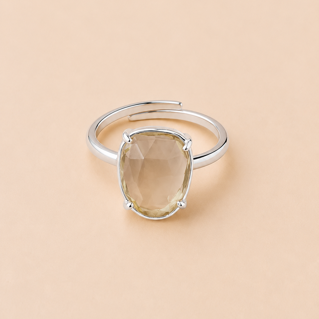 Anillo Artemisa con Cuarzo limón silver