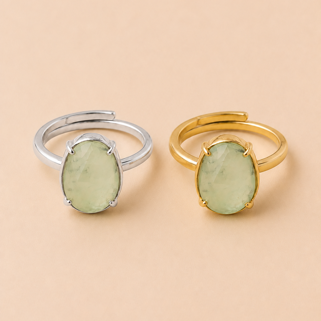 Anillo Artemisa con Prehnita gold