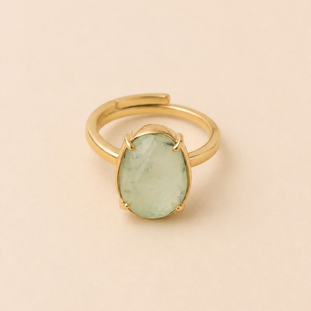 Anillo Artemisa con Prehnita gold