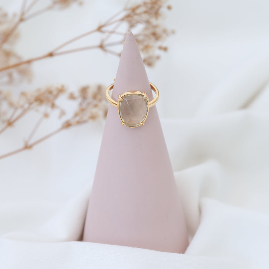 Anillo Artemisa con Cuarzo limón gold