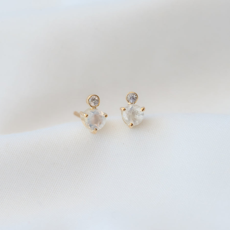 Aretes con Piedra luna y zafiro