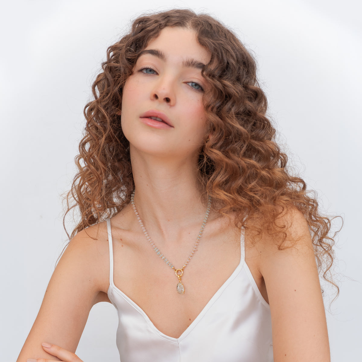 Collar Rachel Aguamarina y cuarzo