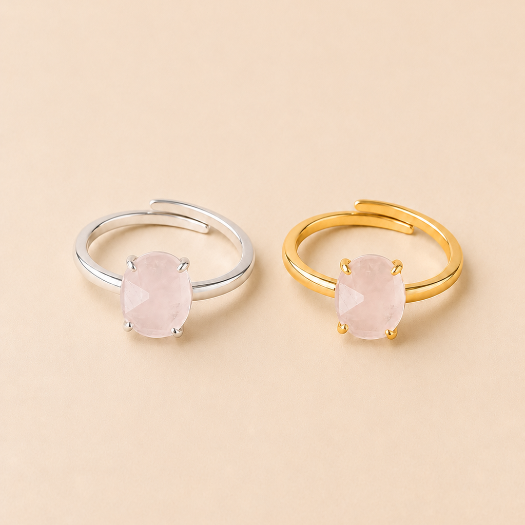 Anillo Artemisa con Cuarzo rosa silver