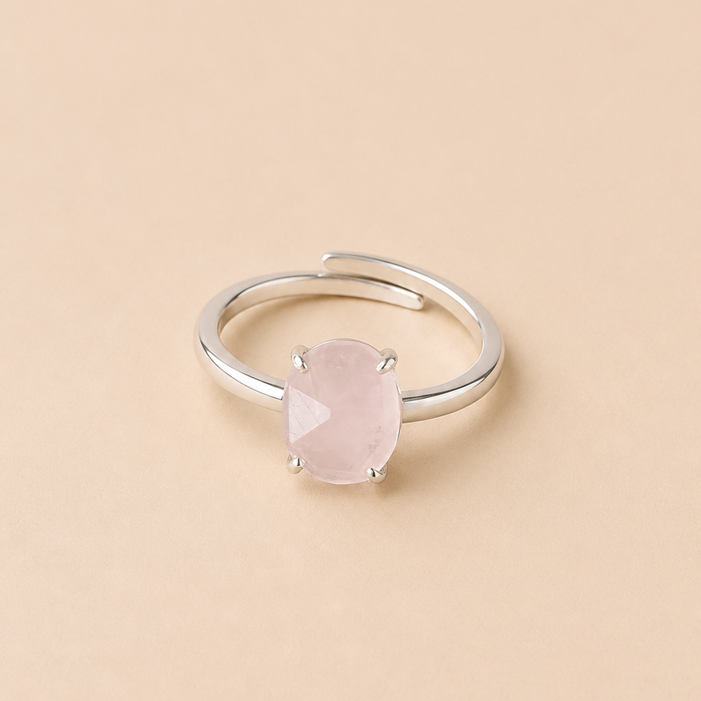 Anillo Artemisa con Cuarzo rosa silver
