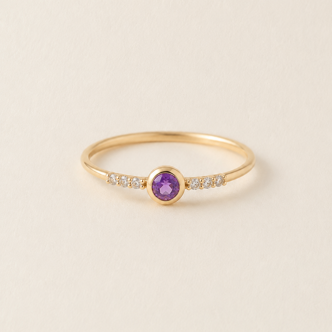 Anillo Marie con Amatista corte redondo y 6 Diamantes-thumbmail-1