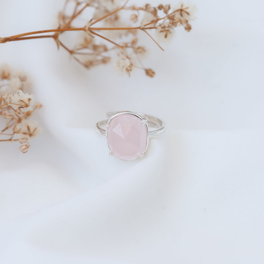 Anillo Artemisa con Cuarzo rosa silver