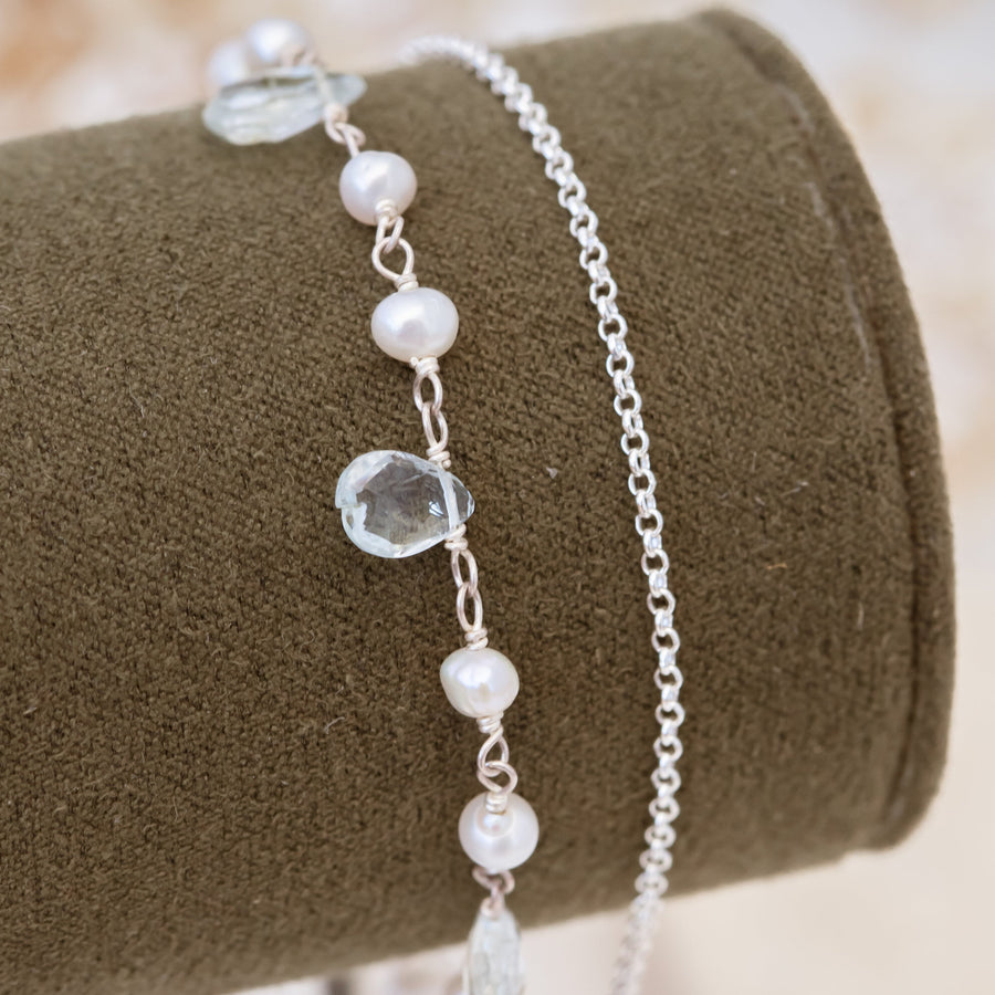 Pulsera Olbia Aguamarina y Perlas silver