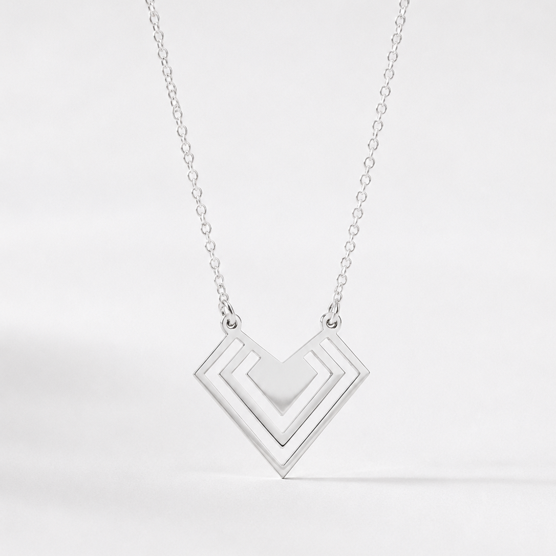 Collar Corazón Geométrico silver