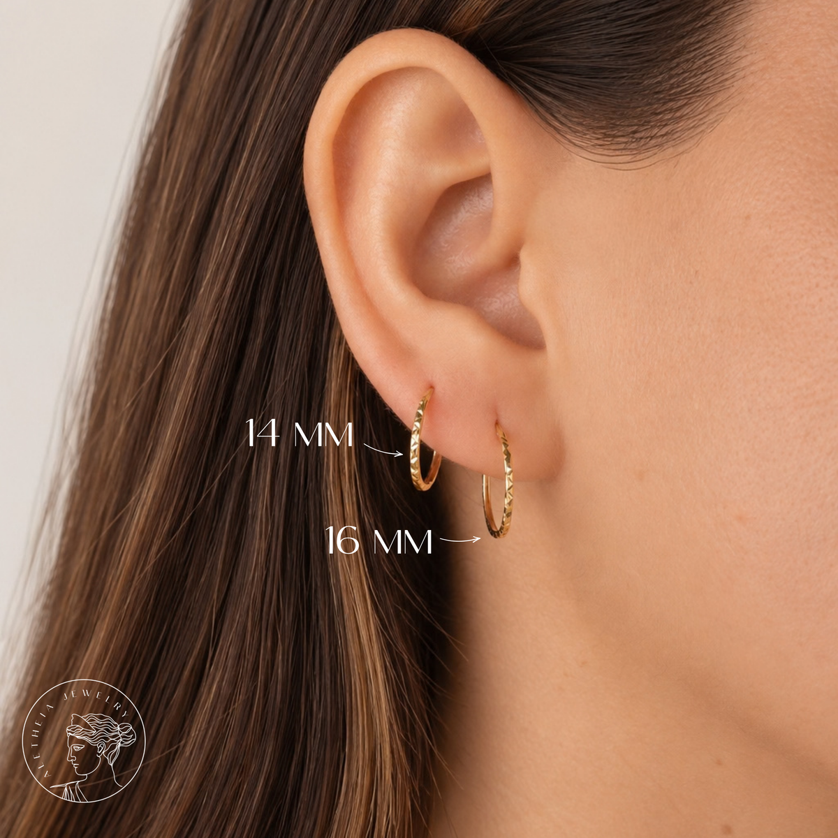 Argollas con textura 14mm