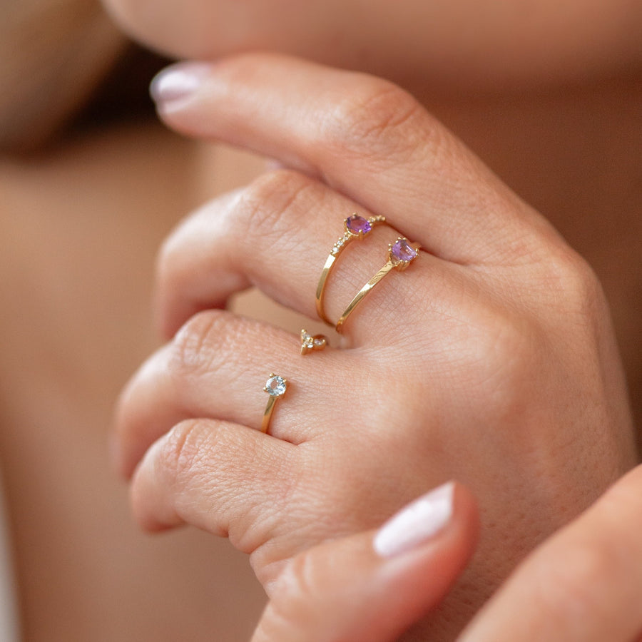 Anillo Marie con Amatista oval y Diamantes