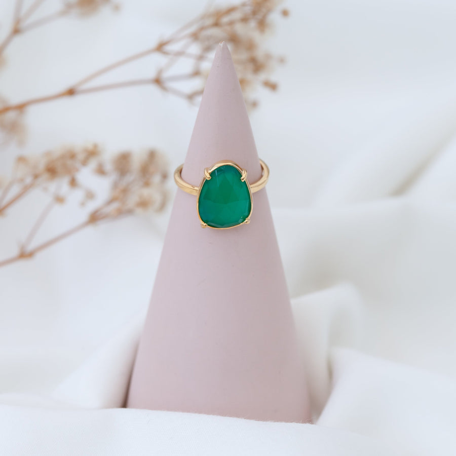 Anillo Artemisa con Ónix verde gold