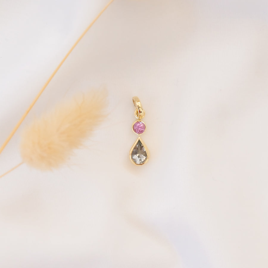 Dije Zafiro rosa y Gota de prasiolita