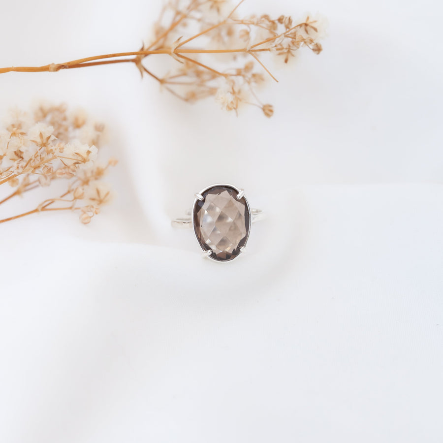 Anillo Artemisa con Cuarzo ahumado silver