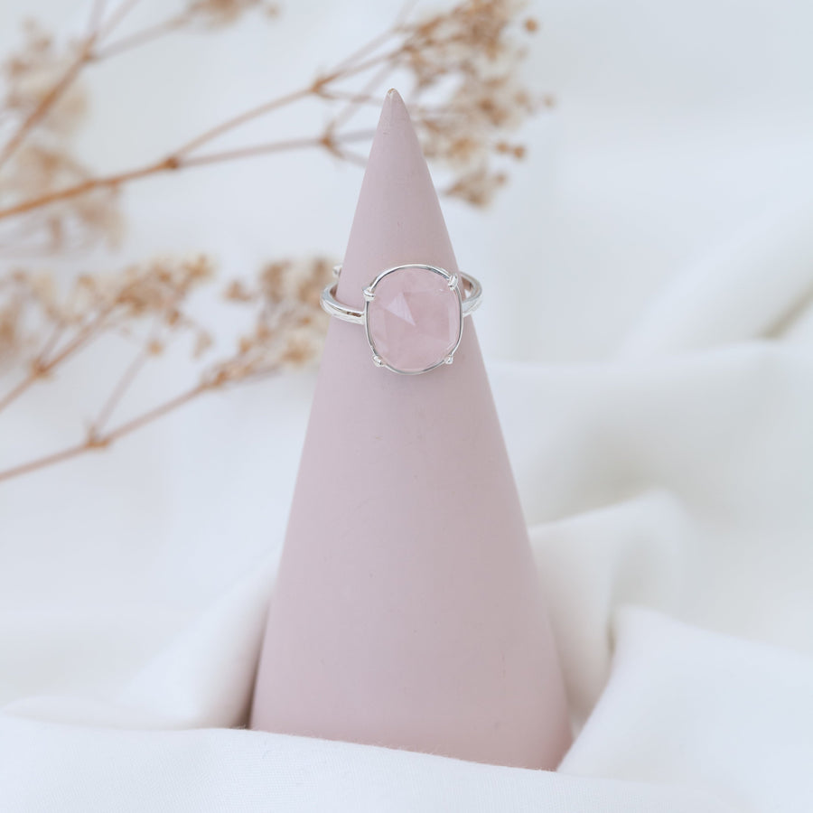 Anillo Artemisa con Cuarzo rosa silver