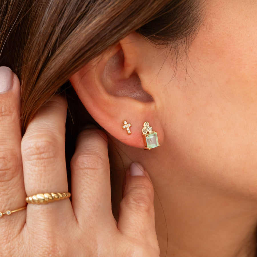 Aretes Cruz con Diamantes