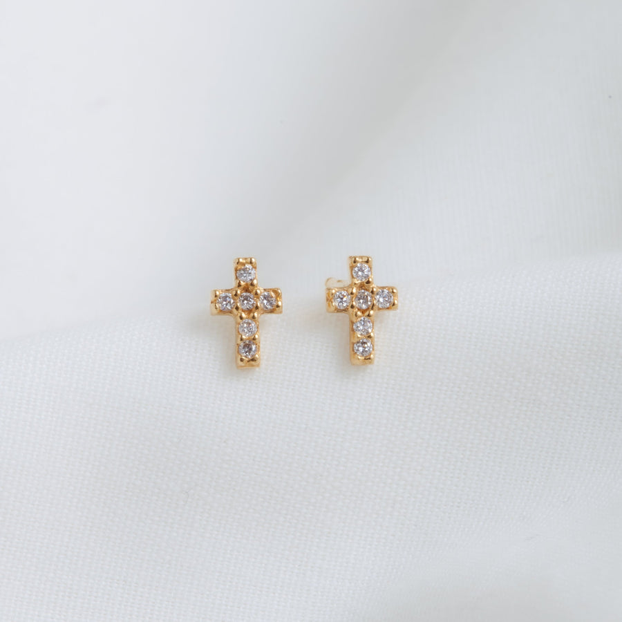 Aretes Cruz con Diamantes
