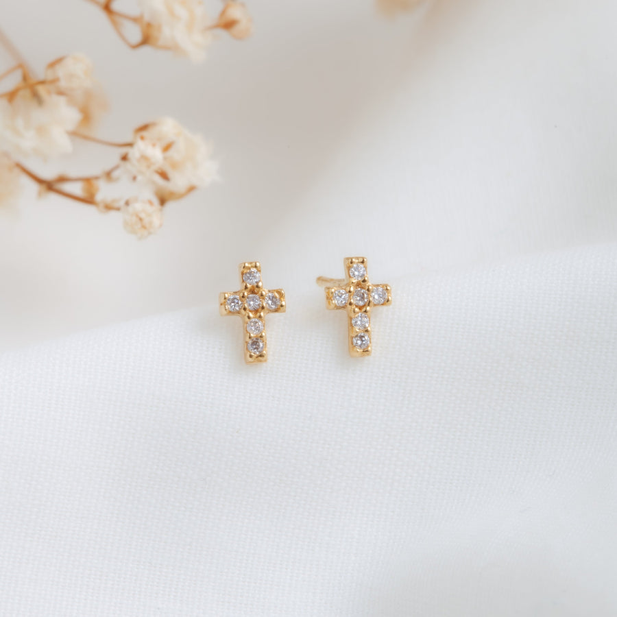 Aretes Cruz con Diamantes