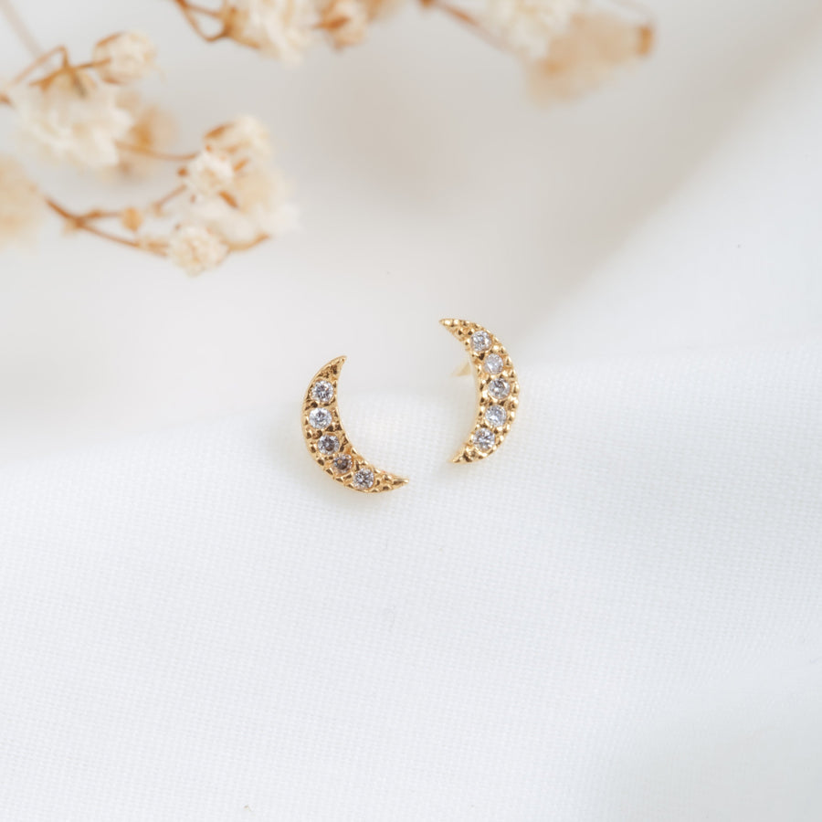 Aretes Luna con Diamantes
