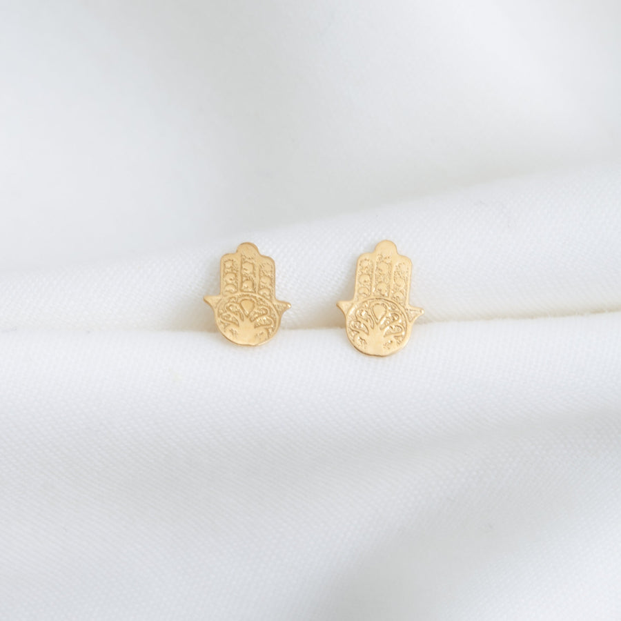 Aretes Mano de Fátima 18k